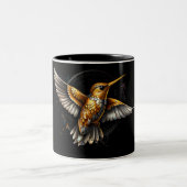Tasse 2 Couleurs Colibri d'or mignon sur noir (Centre)