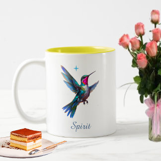 Tasse 2 Couleurs Colibri élégant et écriture sur fond blanc