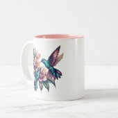 Tasse 2 Couleurs Colibri et fleur (Devant gauche)