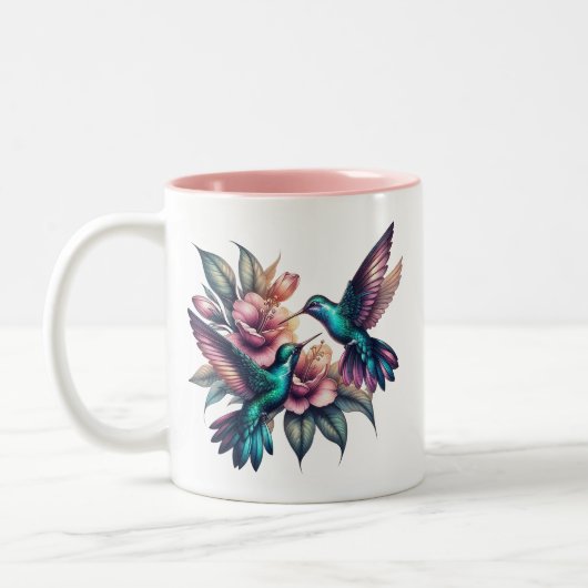 Tasse 2 Couleurs Colibri et fleur (Gauche)