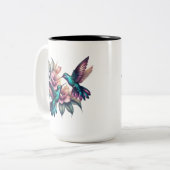 Tasse 2 Couleurs Colibri et grande fleur (Devant gauche)