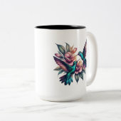 Tasse 2 Couleurs Colibri et grande fleur (Devant droit)