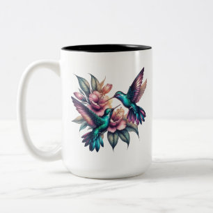 Tasse 2 Couleurs Colibri et grande fleur