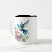 Tasse 2 Couleurs Colibri floral de printemps (Devant gauche)