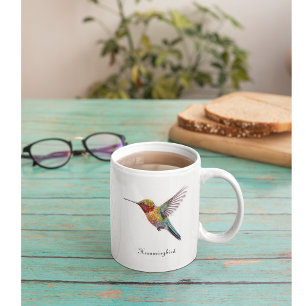 Tasse 2 Couleurs Colibri volant coloré pointillisme aussi