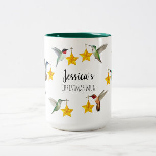 Tasse 2 Couleurs Colibris de Noël personnalisés d'Amérique du Nord