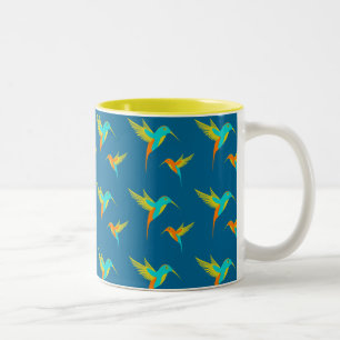 Tasse 2 Couleurs Colibris exotiques Motif bleu