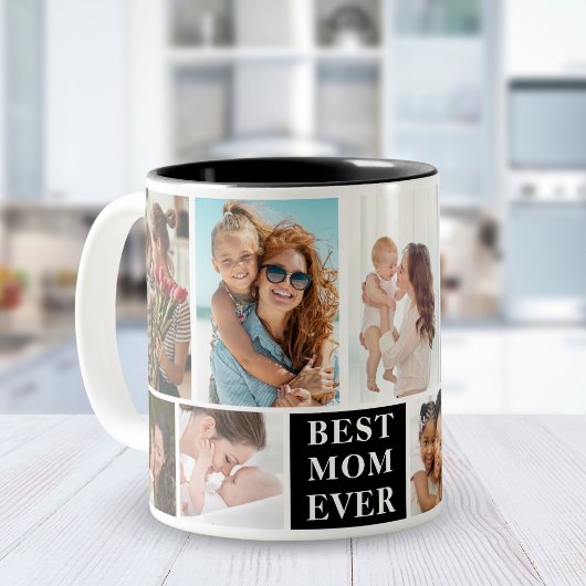 Tasse 2 Couleurs Collage 10 Photos Best Mom Ever