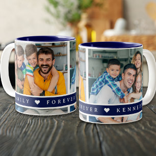 Tasse 2 Couleurs Collage de 2 photos personnalisé Nom de famille Ci