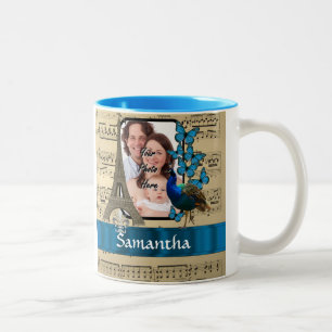 Tasse 2 Couleurs Collage de Paris sur la feuille de musique