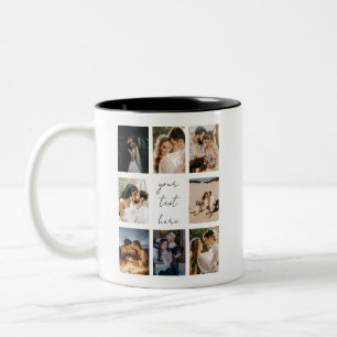 Tasse 2 Couleurs Collage de photos personnalisé Famille Image Perso