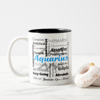 Tasse 2 Couleurs Collage de Traits d'astrologie du Zodiac Aquarius