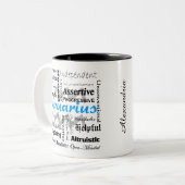 Tasse 2 Couleurs Collage de Traits d'astrologie du Zodiac Aquarius (Devant gauche)