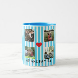Tasse 2 Couleurs collage familial rayé pastel