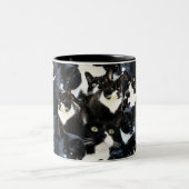 Tasse 2 Couleurs Collage fou de chat de smoking (Centre)