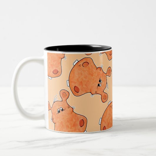 Tasse 2 Couleurs Collage orange de tête d'hippopotame (Gauche)