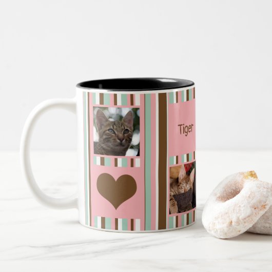 Tasse 2 Couleurs Collage photo #1 Cat Mom (Avec donut)