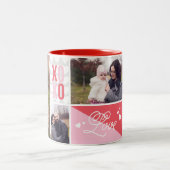 Tasse 2 Couleurs Collage photo Love and Hugs 4 (Centre)