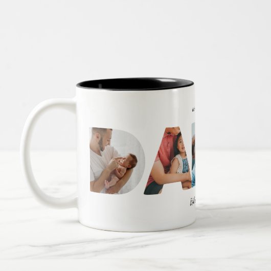 Tasse 2 Couleurs Collage photo simple moderne personnalisé Script D (Gauche)