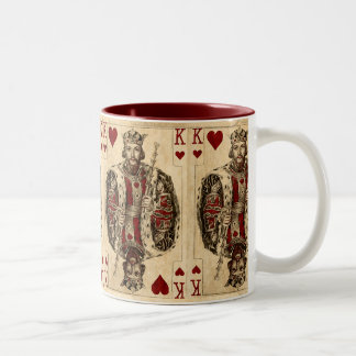 Tasse 2 Couleurs Collage vintage de cartes de jeu du Roi Hearts