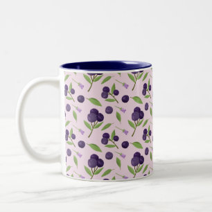 Tasse 2 Couleurs Collection de Motifs de paniers de fruits - bleuet