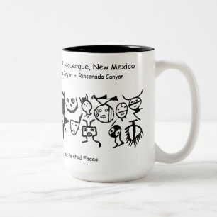 Tasse 2 Couleurs Collection de pétroglyphes de masques et de visage