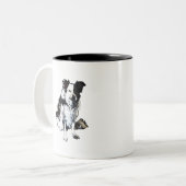 Tasse 2 Couleurs Collie-mouton à la frontière (Devant gauche)
