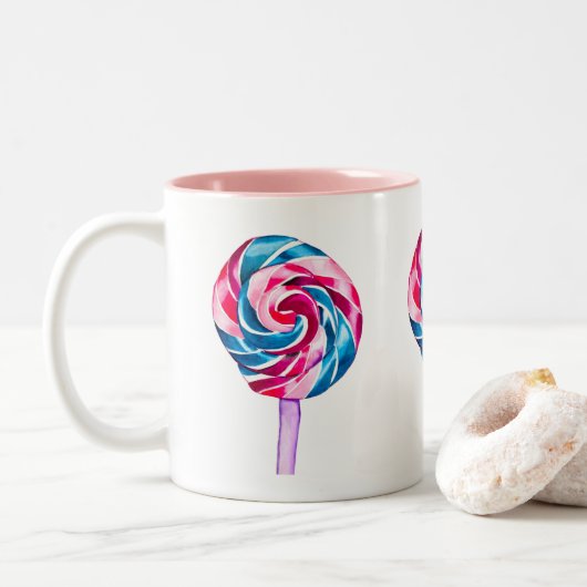 Tasse 2 Couleurs Collipop eau couleur bonbon art (Avec donut)