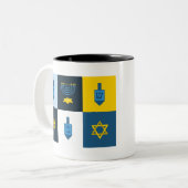 Tasse 2 Couleurs colorblock hébreu hanoukka (Devant gauche)