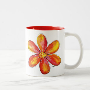 Tasse 2 Couleurs Coloré blanc orange et jaune