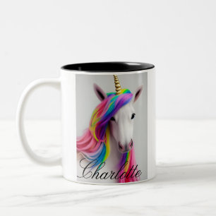 Tasse 2 Couleurs Coloré Cute Unicorn Girl Rainbow Cheveux