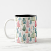 Tasse 2 Couleurs Colourful Pastel Christmas Pine Trees Pattern (Gauche)