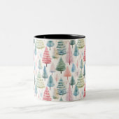 Tasse 2 Couleurs Colourful Pastel Christmas Pine Trees Pattern (Centre)