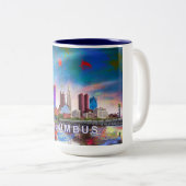 Tasse 2 Couleurs Columbus Ohio Abstrait Skyline (Devant droit)