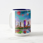 Tasse 2 Couleurs Columbus Ohio Abstrait Skyline (Devant gauche)