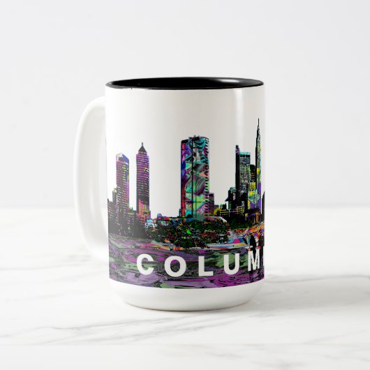 Tasse 2 Couleurs Columbus Skyline Graffiti (Devant gauche)