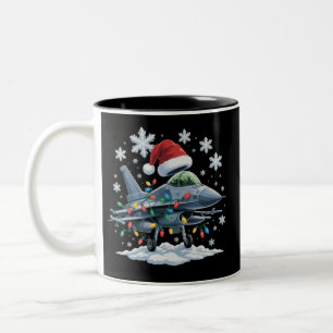Tasse 2 Couleurs Combattant à réaction drôle Noël militaire vacance