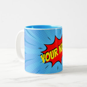Tasse 2 Couleurs Comic Book Superhero Personnalisé