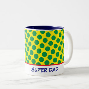 Tasse 2 Couleurs Comics Funny Superhero Dots SUPER DAD coloré