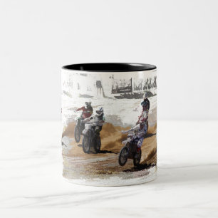 Tasse 2 Couleurs Commence Fort ! - Motocross Racers