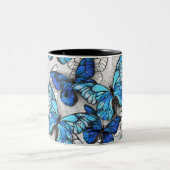 Tasse 2 Couleurs Composition des White and Blue Butterflies (Centre)