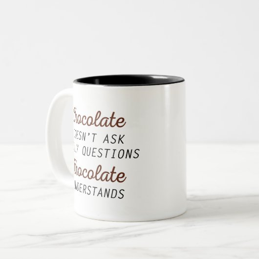 Tasse 2 Couleurs Comprendre le chocolat (Devant gauche)