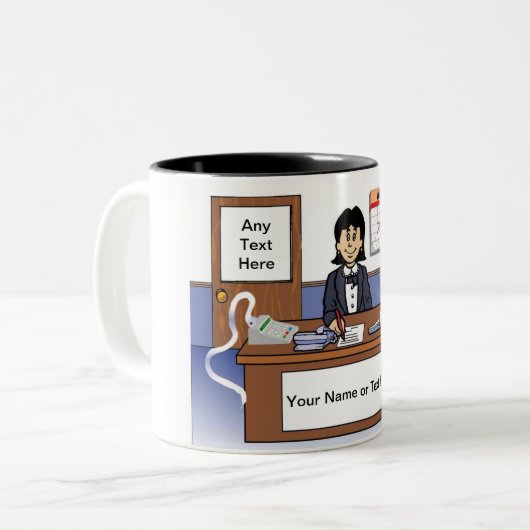 Tasse 2 Couleurs Comptable, comptable - Cartoon féminin (Devant gauche)