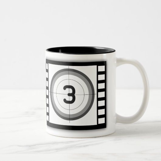 TASSE 2 COULEURS COMPTE À REBOURS NOIR ET BLANC DE FILM (Droit)