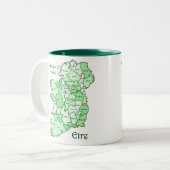 Tasse 2 Couleurs Comtés de carte de l'Irlande (Devant gauche)