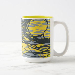 Tasse 2 Couleurs Conception abstraite dans le blanc, le jaune et le
