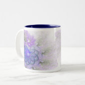 Tasse 2 Couleurs Conception Abstraite de fleurs pourpre et bleu den (Devant gauche)