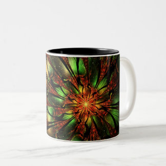 Tasse 2 Couleurs Conception Abstraite des fleurs fractales.