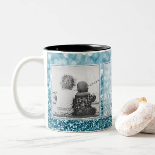 Tasse 2 Couleurs Conception bleue des images w/Text des parties (Avec donut)