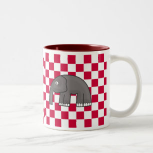 Tasse 2 Couleurs Conception d'animal à carreaux rouges et blancs